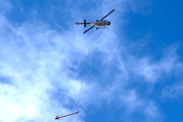 A Bell 206L helicopter operated by Hanley Heli Service is seen in an image taken by the company and published by the TSB.
