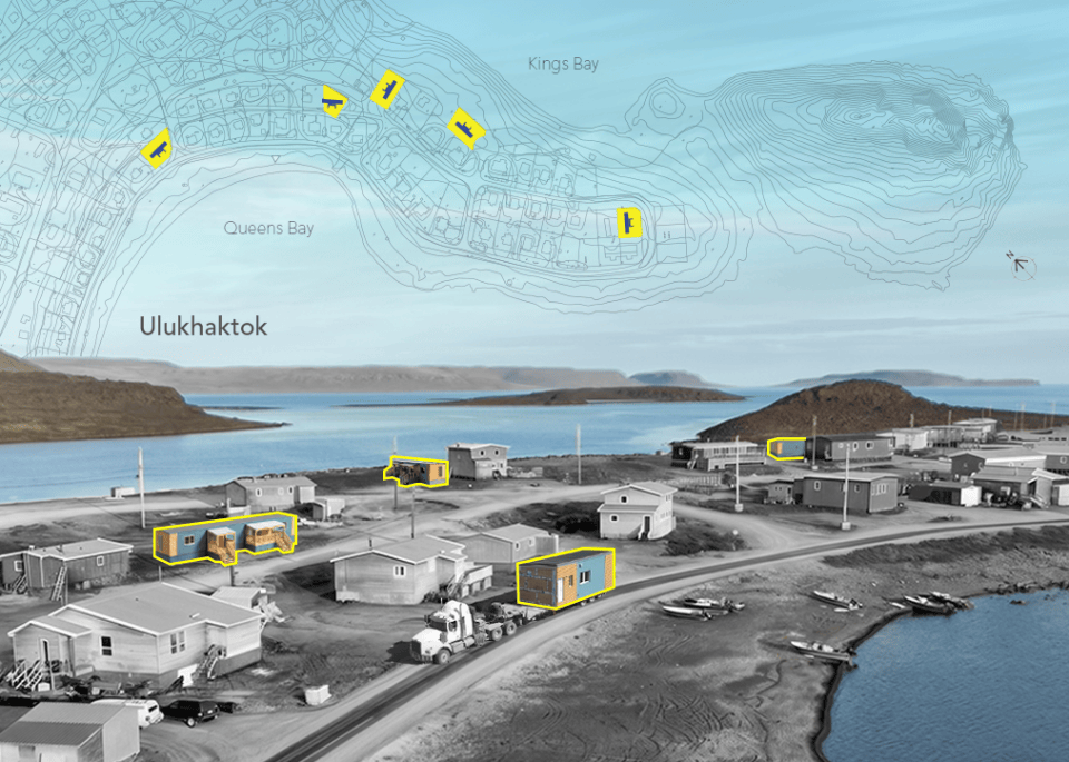 A graphic provided by Housing NWT shows how some of the duplexes will fit into the community of Ulukhaktok.